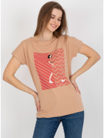 Camel dámské tričko s potiskem a kulatým výstřihem