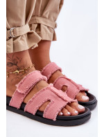 Dámské materiálové sandály na zip Růžové Lamirose