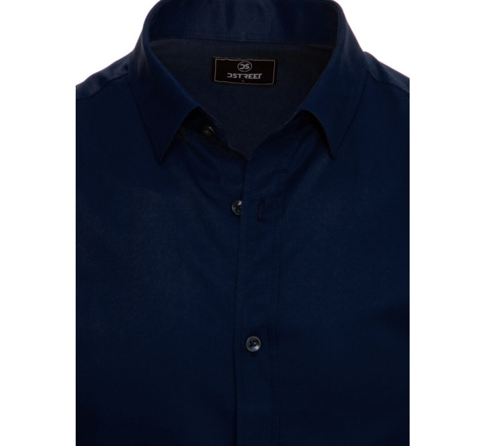 Pánská jednobarevná tmavě modrá košile Dstreet DX2498