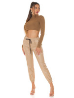 Trendy Highwaist leatherlook pants "Joggerstyle"