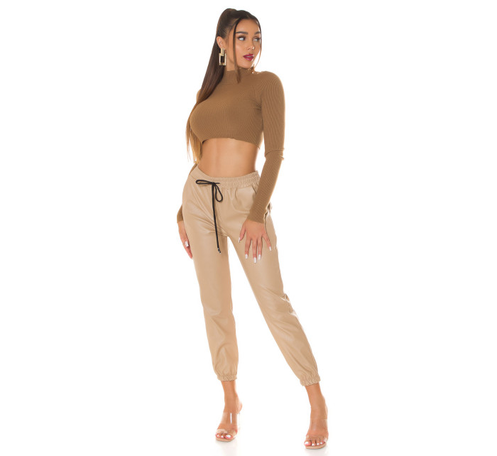 Trendy Highwaist leatherlook pants "Joggerstyle"