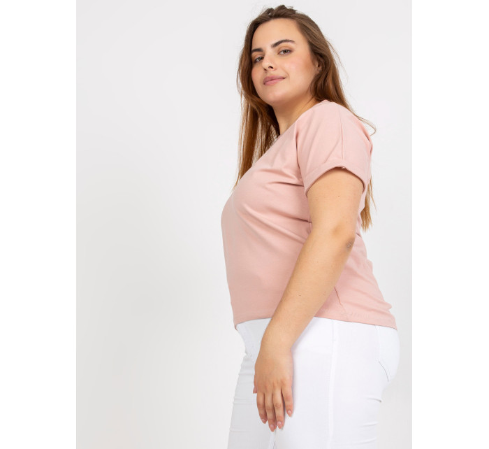 Prašně růžové dámské tričko plus size s nápisem