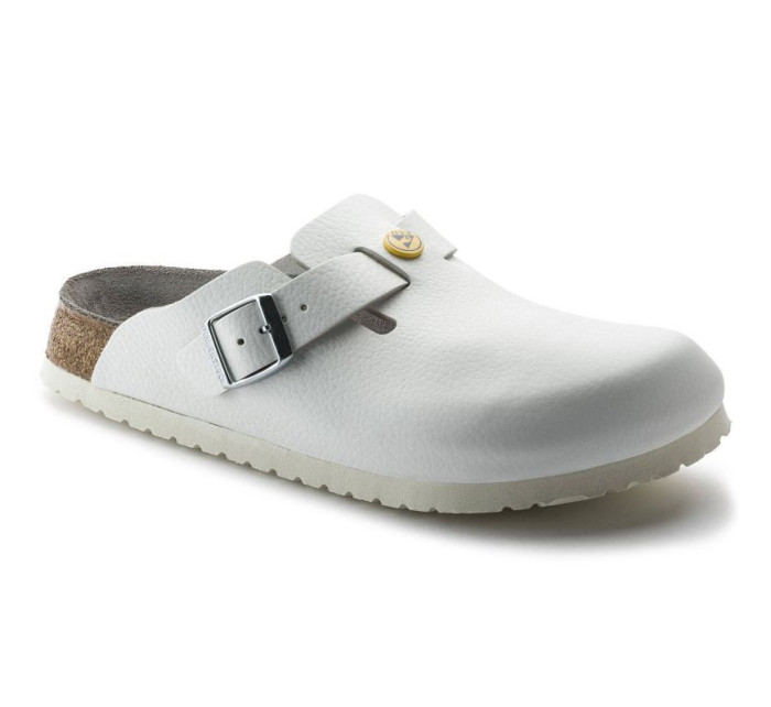 Birkenstock women's clogs Boston ESD White natural leather medical flip-flops narrow narrow (0061378) dámské