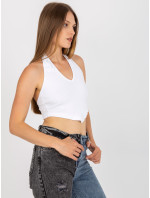 Bílý žebrovaný basic crop top RUE PARIS