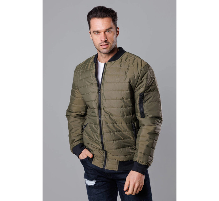 Prošívaná pánská bunda typu "bomber" v khaki barvě model 18344859 - J.STYLE