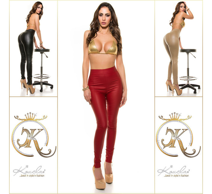 Sexy Koucla-highwaist leatherlook pants with zips