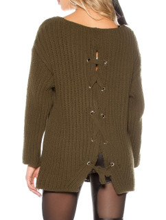 Trendy XXL loose knit jumper w. lacing in the back