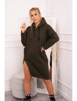 Dlouhá tunika s kapucí model 20609392 khaki - Kesi