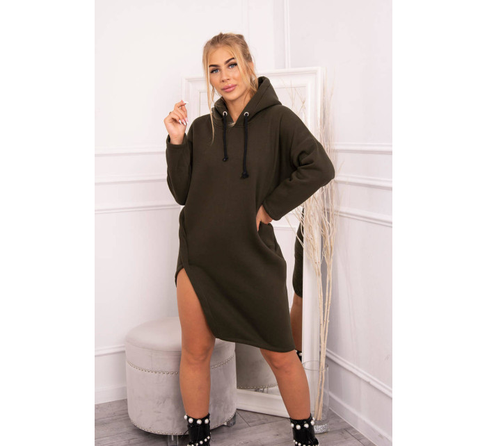 Dlouhá tunika s kapucí model 20609392 khaki - Kesi