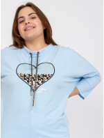 Světle modrá dámská halenka plus size s 3/4 rukávem