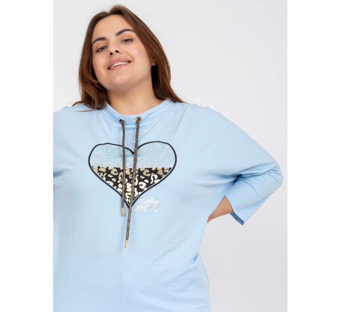 Světle modrá dámská halenka plus size s 3/4 rukávem