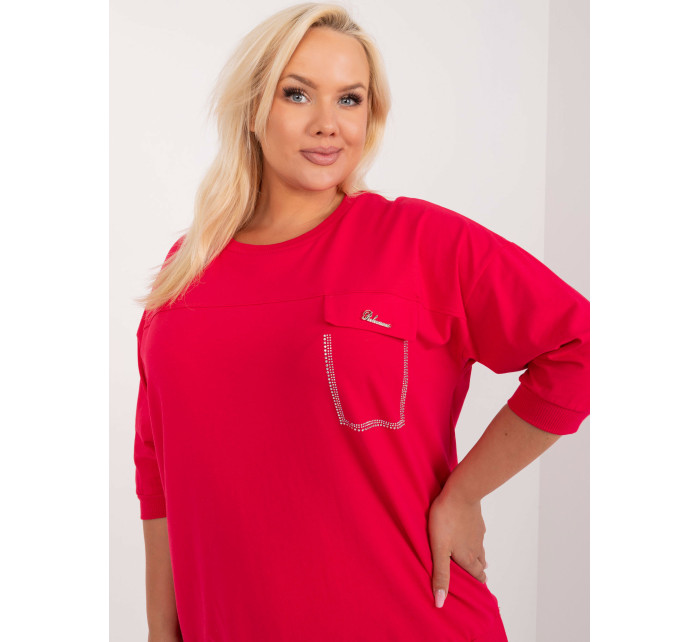 Červená halenka plus size oversize střihu