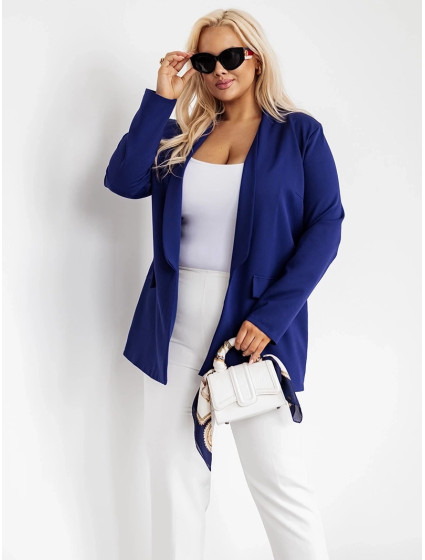 Tmavě modré klasické dámské plus size sako model 19764312 - Moon