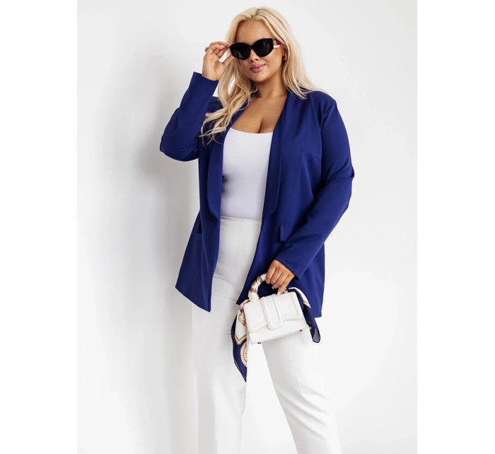 Tmavě modré klasické dámské plus size sako model 19764312 - Moon