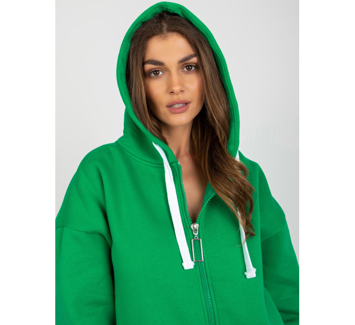 Zelená oversize basic mikina na zip