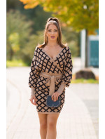 Sexy wrap look knit dress with belt