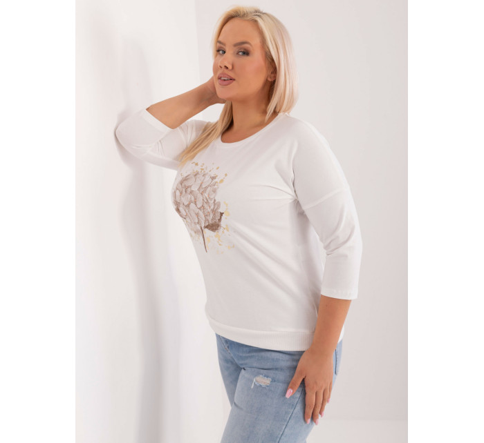 Dámská halenka Ecru plus size s 3/4 rukávem