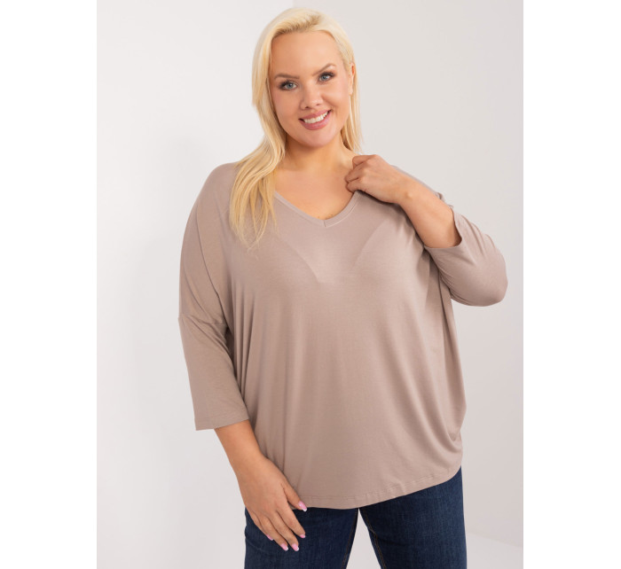 Tmavě béžová plus size viskózová halenka