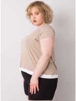 Tmavě béžová halenka z viskózy plus size Lilianne