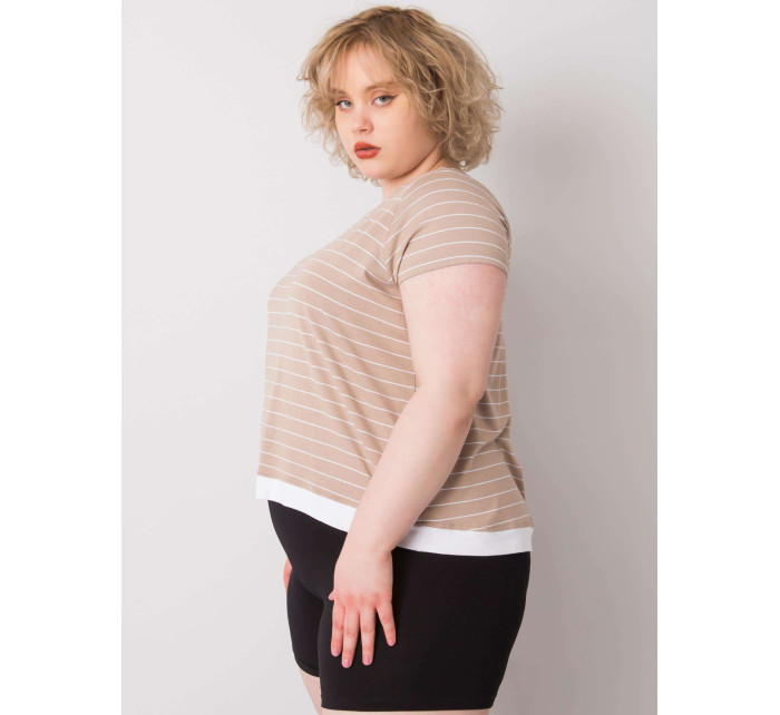 Tmavě béžová halenka z viskózy plus size Lilianne