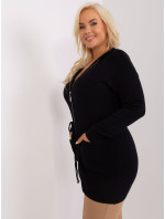 Černý kardigan plus size s kapucí