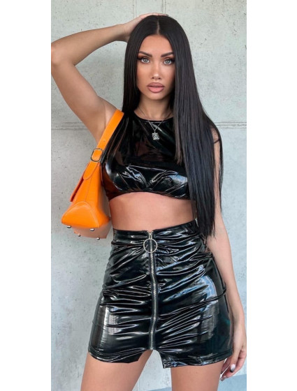 Sexy latexová mini sukně na zip