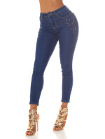 Sexy Dark Denim Push-Up Jeans with glitter details