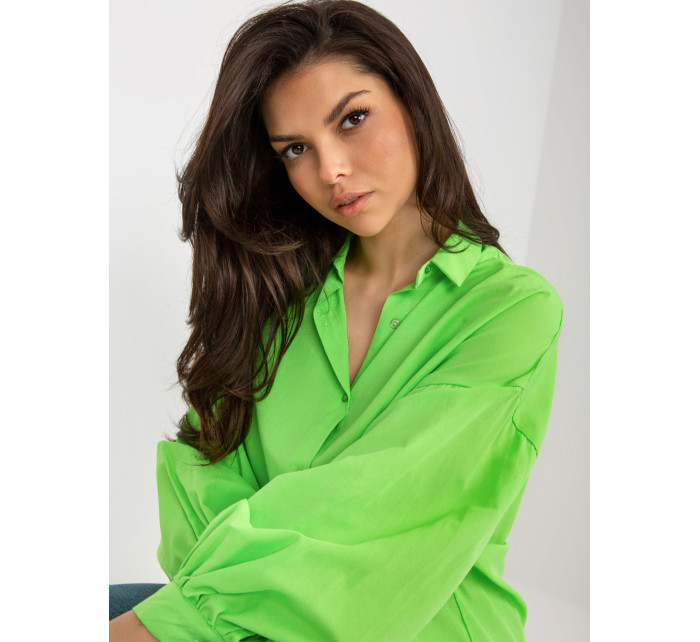 Světle zelená oversize košile s nabíranými rukávy