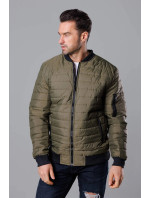 Prošívaná pánská bunda typu "bomber" v khaki barvě model 18344859 - J.STYLE