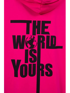 Mikina s potiskem 'The world is yours' fuchsiová