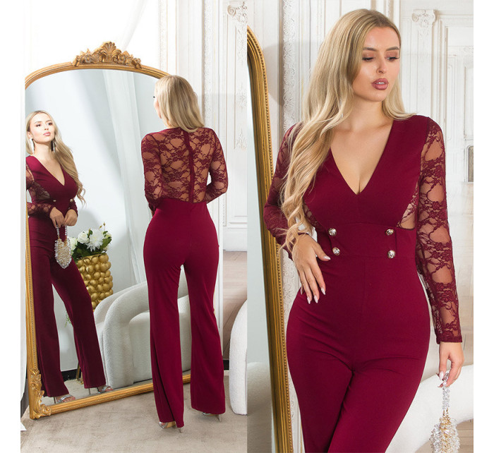 Sexy Koucla Musthave Wide-Leg Overall with Lace