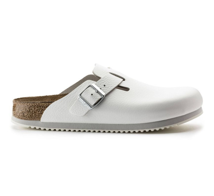 Pánské zdravotní žabky Birkenstock Boston Super Grip White z přírodní kůže regular wide (0060134)