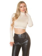 Sexy KouCla Long Sleeve Crop Shirt laced