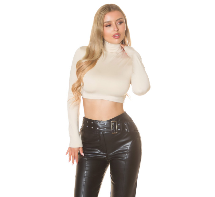 Sexy KouCla Long Sleeve Crop Shirt laced