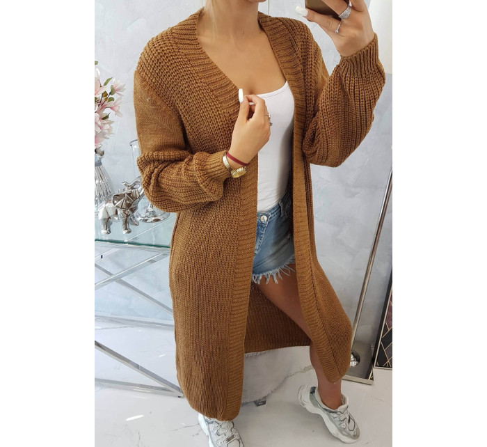 Svetr dlouhý cardigan camel