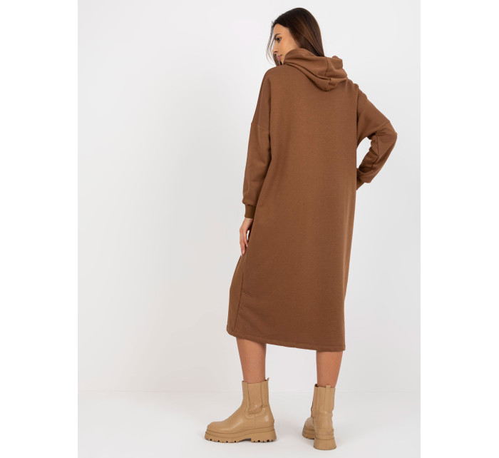 Základní hnědé oversized mikinové šaty