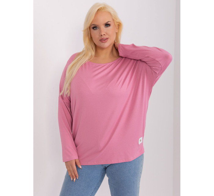 Růžová halenka plus size s nášivkou Paloma