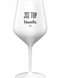 JSI TOP KÁMOŠKA - bílá nerozbitná sklenice na víno 470 ml