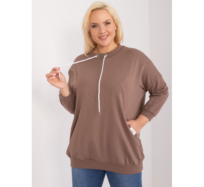 Hnědá halenka plus size s kapsami