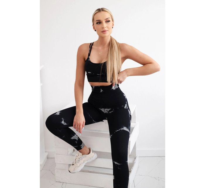 Dámský fitness set top + push up legíny - černá