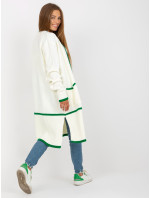 Ecru-zelený oversize cardigan s kapsami RUE PARIS