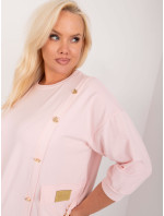 Světle růžová halenka plus size s aplikací