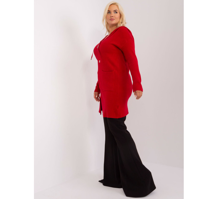 Červený kardigan plus size s viskózou