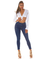 Sexy Dark Denim Push-Up Jeans with glitter details