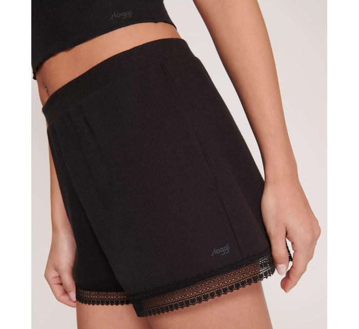 Dámské šortky GO Ribbed Short - BLACK - černé 0004 - SLOGGI