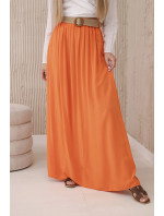 Viskózová sukně s ozdobným páskem pomeranč