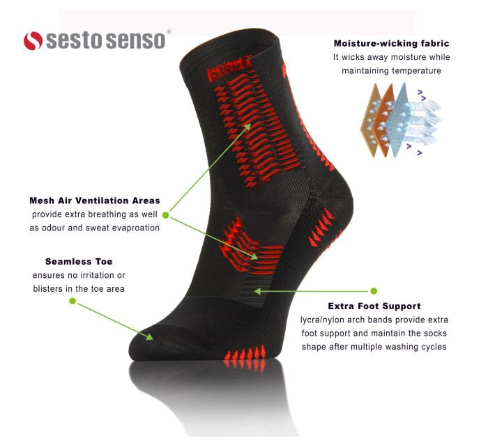 Sesto Senso Ponožky SKB_01 Black/Red