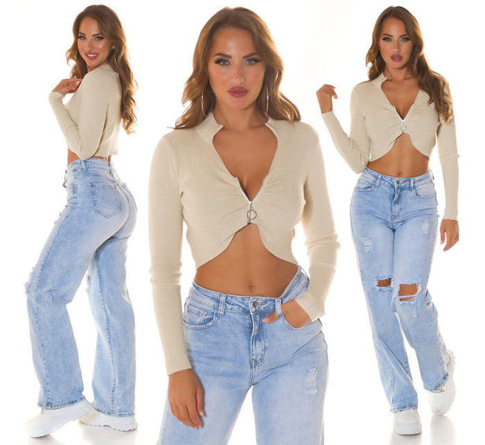 Sexy crop cardigan with model 19634986 - Style fashion