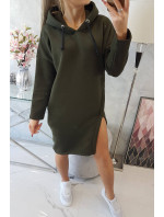 Dlouhá tunika s kapucí model 20609392 khaki - Kesi