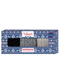 Dárková krabička zimních ponožek 3 páry NORWEGIAN STYLE SOCKS BOX - BELLINDA - světle modrá